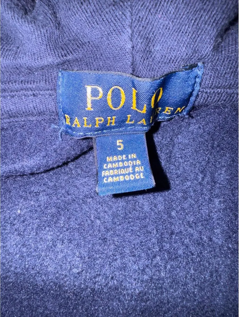 Polo Ralph Lauren Full Zip Hoodie Sweatshirt Boys Size 5 Navy Blue Casual School